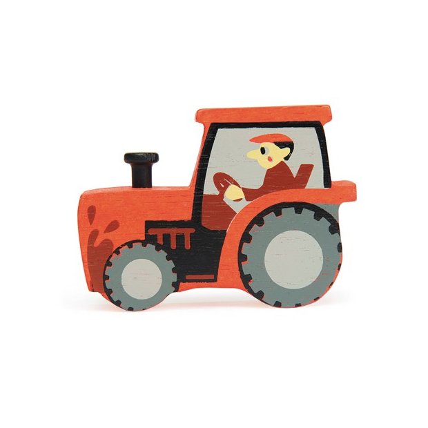 Holz Traktor & Bauer - Rot von tender leaf toys