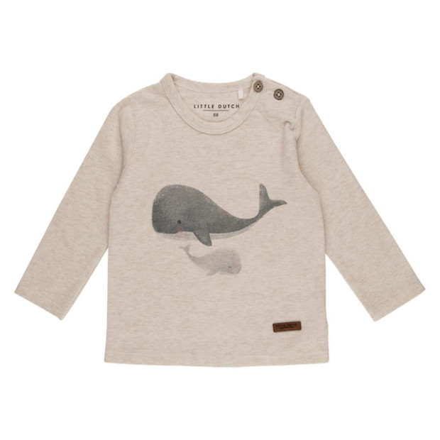 Baby Shirt langarm Beige - Wal Ocean von Little Dutch 74