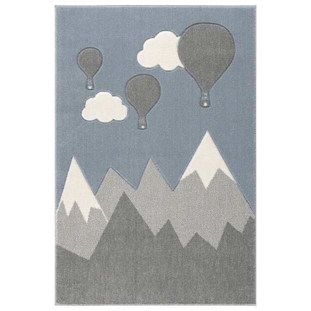 Kinder Teppich Berge & Ballons - Grau 120x180cm von Scandicliving