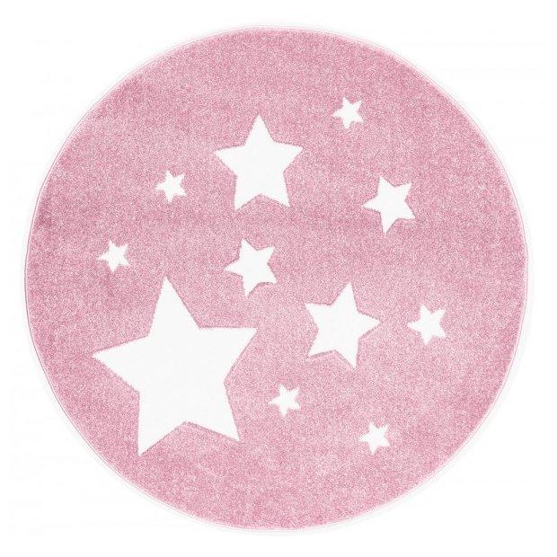 Kinder Teppich Sterne - Rosa Ø133cm von Scandicliving