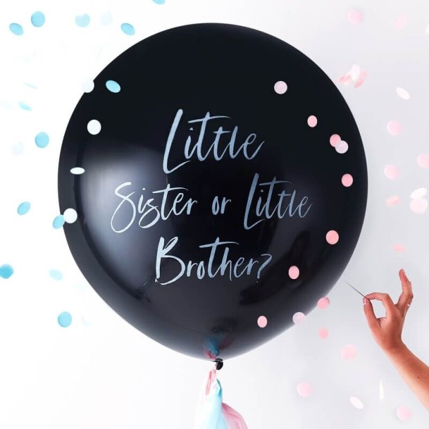 XL Gender Reveal Luftballon Little Sister or Little Brother? von Ginger Ray