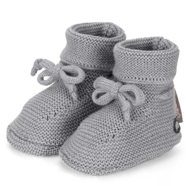 Baby Strick-Schuhe Merinowolle Silber meliert von Sterntaler