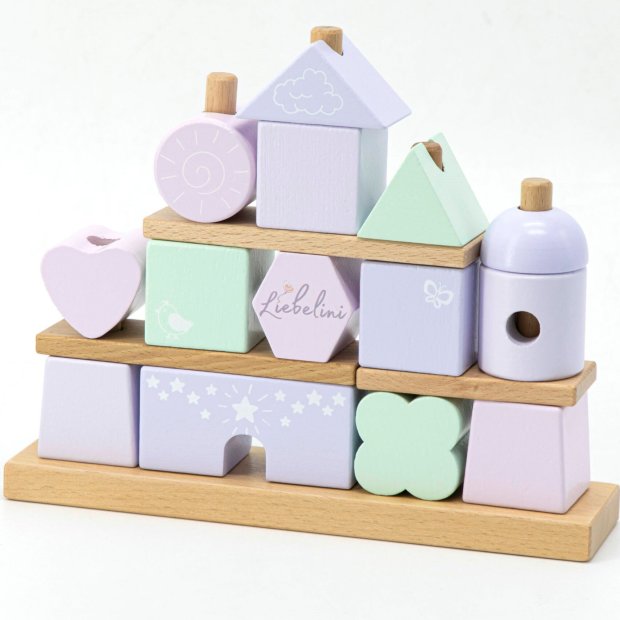 Kinder-Holz Stapelhaus Pink von Liebelini