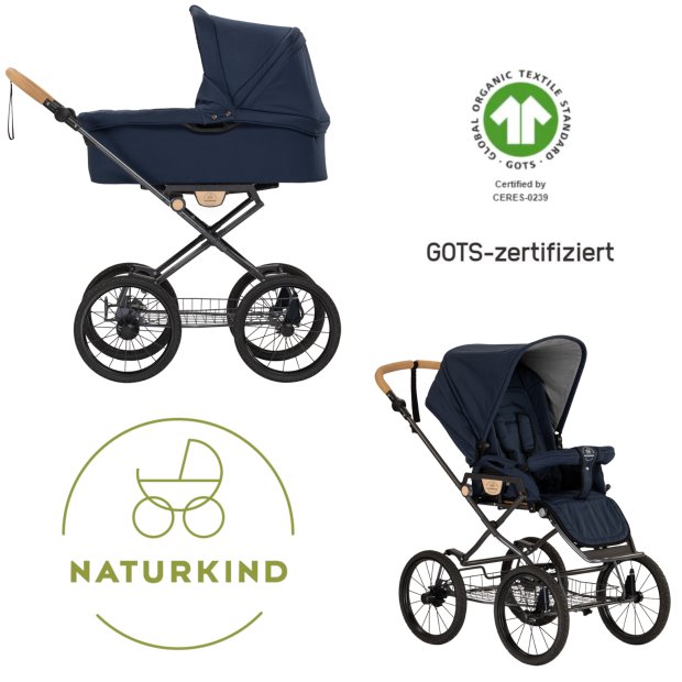 Kinderwagen Klassik Ida - Kornblume Blau von Naturkind Babykorb + Sportwagen