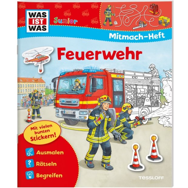 Kinderbuch WAS IST WAS Junior Mitmach-Heft Feuerwehr von Tessloff