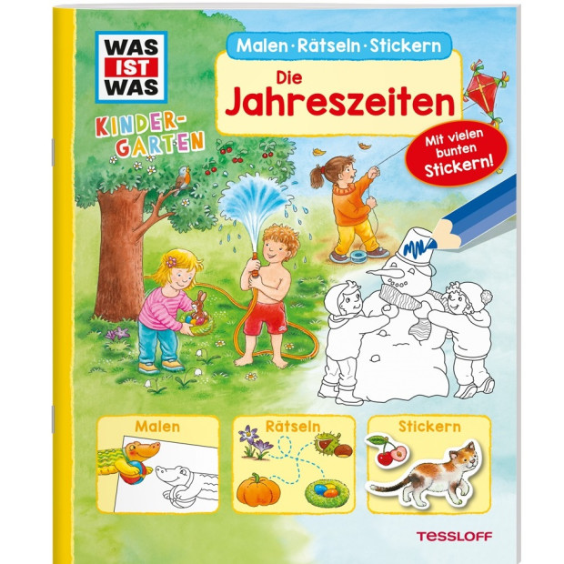 Kinderbuch WAS IST WAS Kindergarten Malen Rätseln Stickern Die Jahreszeiten von Tessloff
