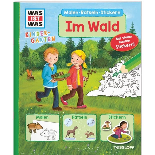 Kinderbuch WAS IST WAS Kindergarten Malen Rätseln Stickern Im Wald von Tessloff