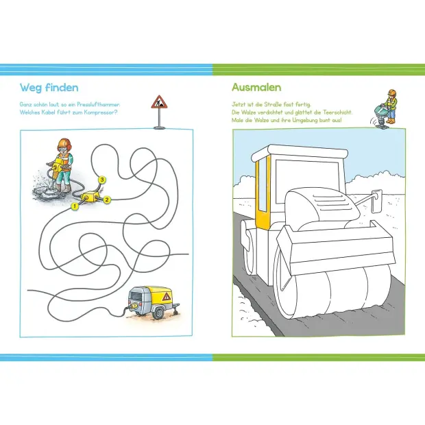 Kinderbuch Malen und Rätseln für Kindergartenkinder Baustelle von Tessloff