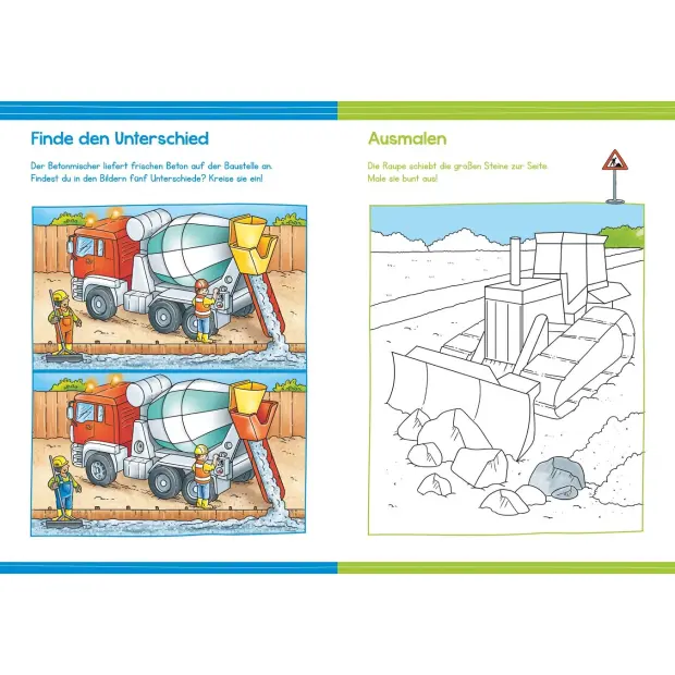 Kinderbuch Malen und Rätseln für Kindergartenkinder Baustelle von Tessloff