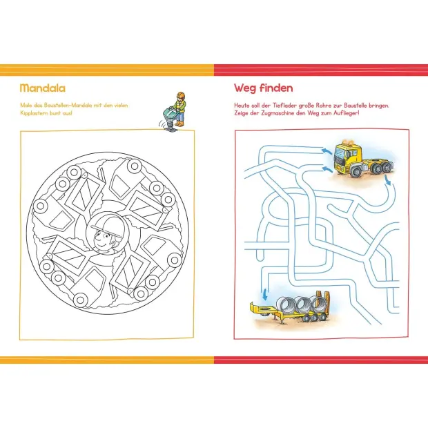 Kinderbuch Malen und Rätseln für Kindergartenkinder Baustelle von Tessloff