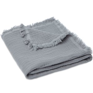 Musselin Decke Fransen 75 x 100 cm storm grey von Jollein
