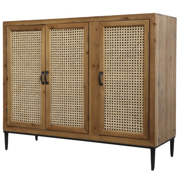 Chic Antique Sideboard 3 Türen mit franz Geflecht