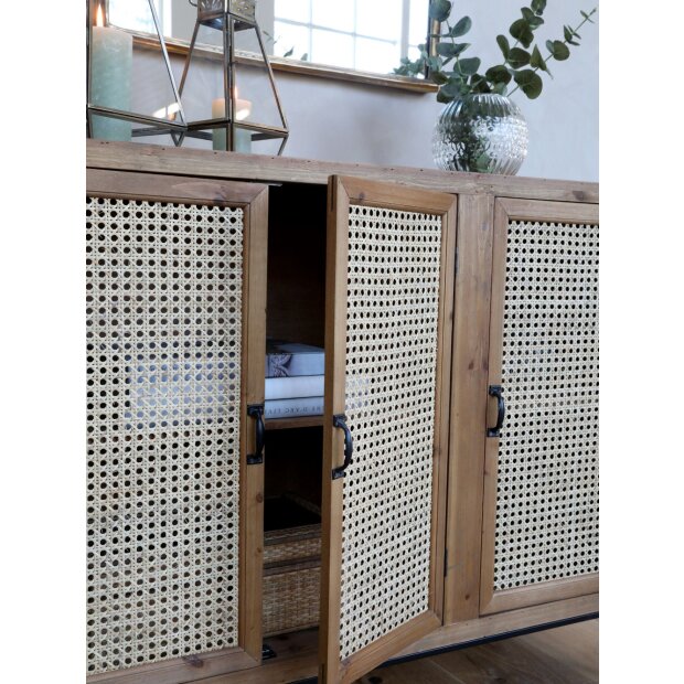 Chic Antique Sideboard 3 Türen mit franz Geflecht