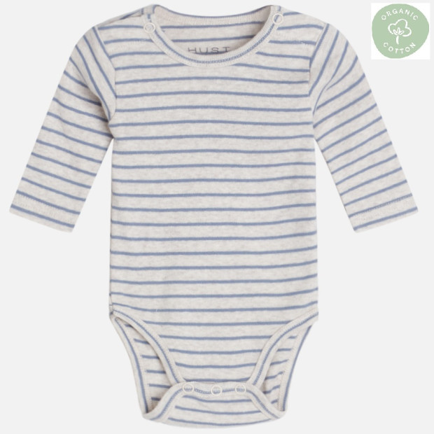 Hust and Claire Bebe Baby-Body Ringel taupe