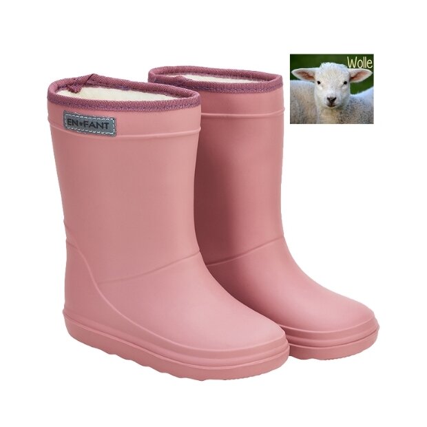 En Fant KInder-Thermo-Regenstiefel mit Wollfutter altrosa