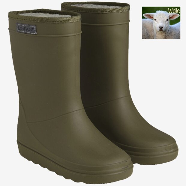 En Fant KInder-Thermo-Regenstiefel mit Wollfutter olive