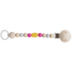 kikadu Holz-Schnullerkette senf-pink