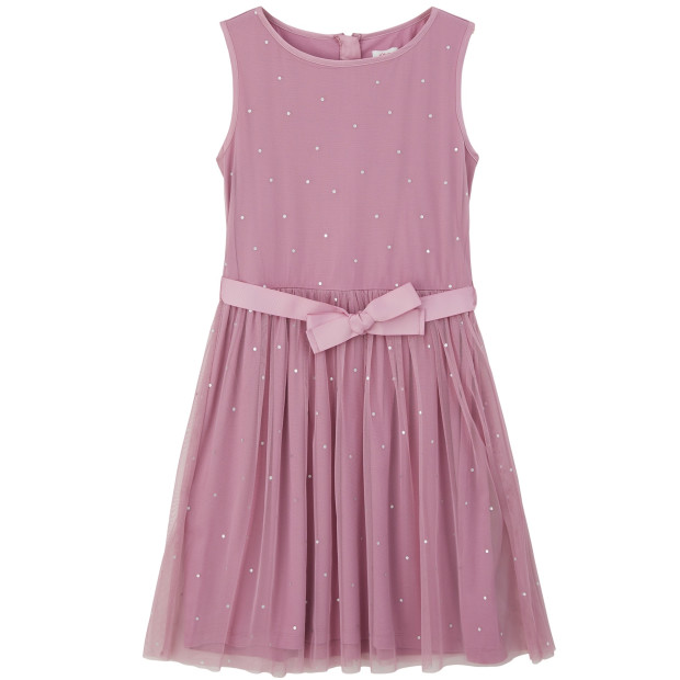 S.Oliver festliches Tüll-Kleid Schleife Punkte rosa