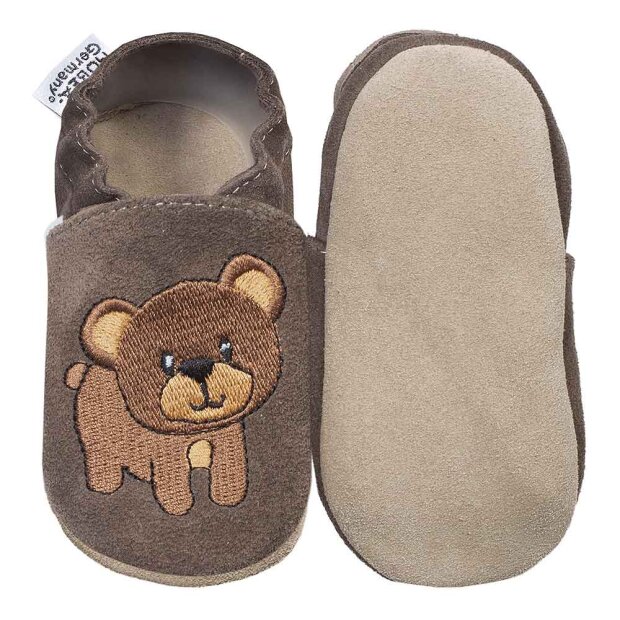 Hobea Krabbelschuhe - Bär dunkelbraun