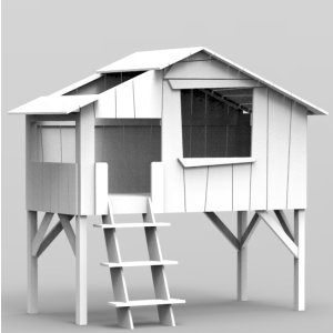 Mathy by Bols Halbhohes Bett Treehouse weiß lackiert