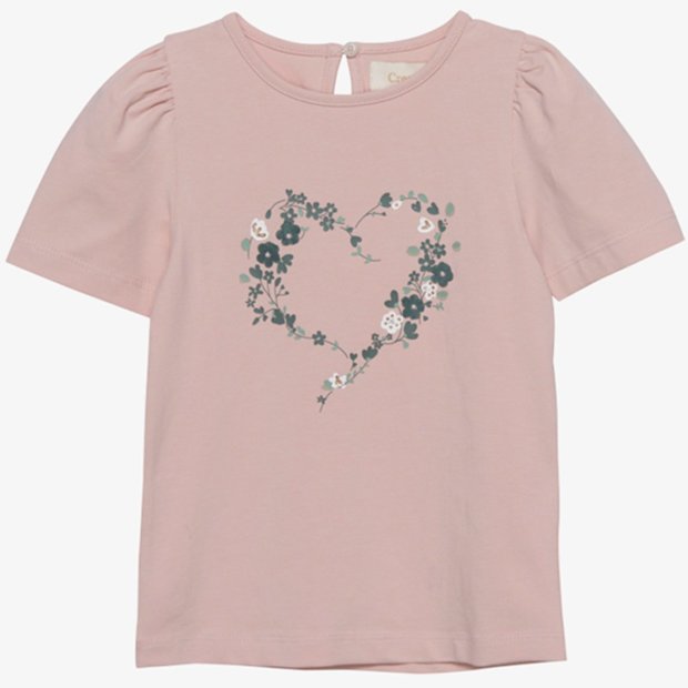 Creamie Mädchen-T-Shirt Herz Blumenranke altrosa