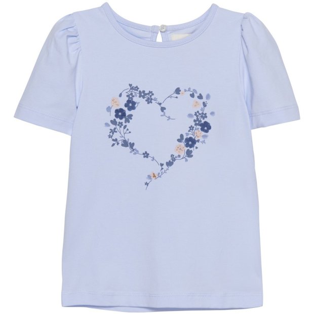 Creamie Mädchen-T-Shirt Herz Blumenranke hellblau