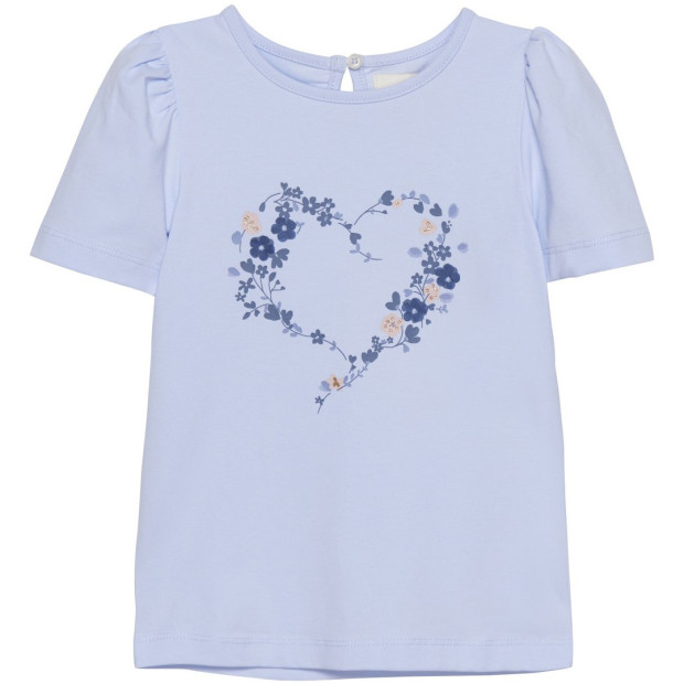 Creamie Mädchen-T-Shirt Herz Blumenranke hellblau 128