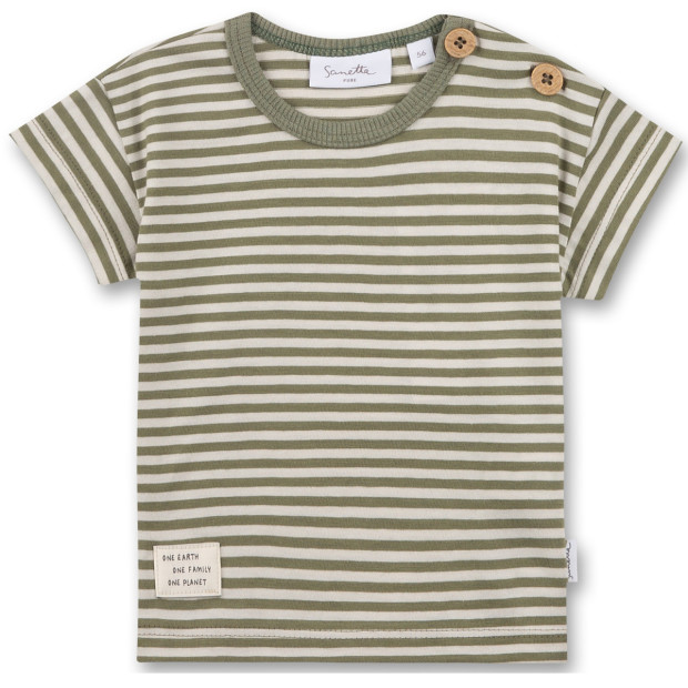 Sanetta Kinder-T-Shirt olive gestreift 74