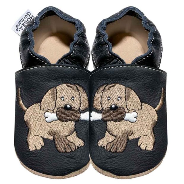 Hobea Krabbelschuhe - Hund schwarz