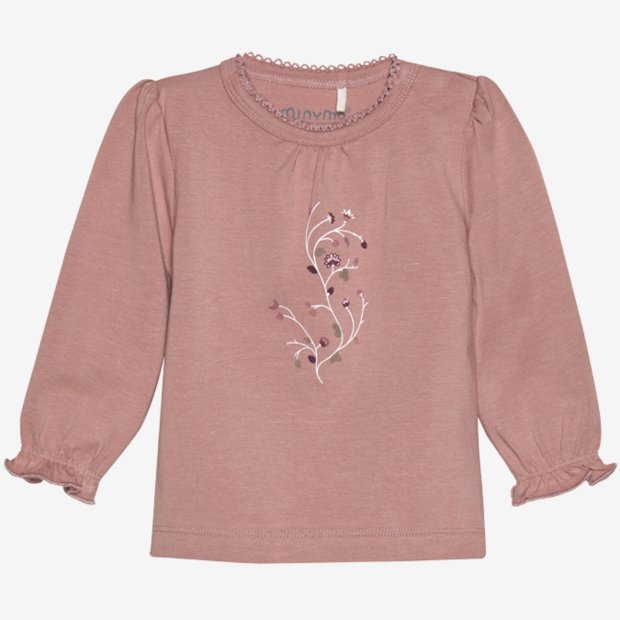 Minymo Baby-Shirt Ash rose Blumenranke