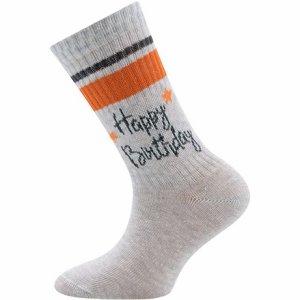 Ewers Kinder-Socken Happy Birthday grau