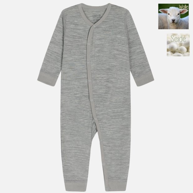 Hust and Claire Mila Baby-Wolle Seide-Shlafoverall Grau