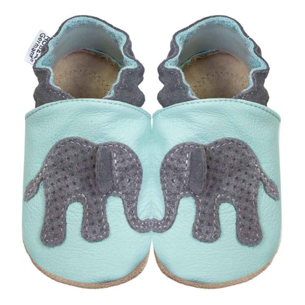 Hobea Krabbelschuhe - Elefant hellblau