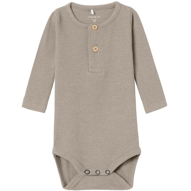 name it Baby Body langarm Knöpfe pure cashmere