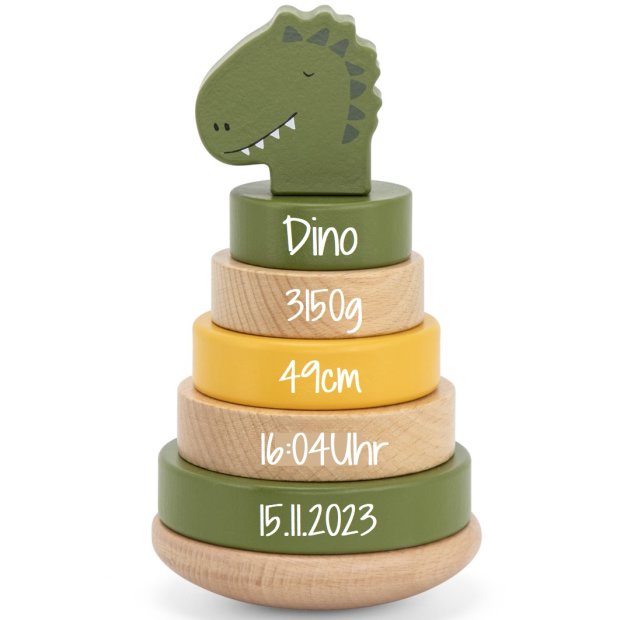 Personalisierter Trixie Holz-Stapelturm-Dino