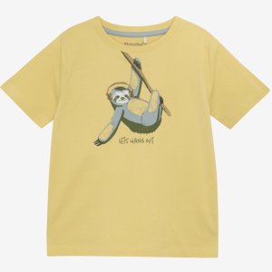 Minymo Kinder-T-Shirt Faultier mit Kopfhörer gelb