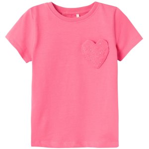 name it Mädchen T-Shirt Herz-Tasche pink