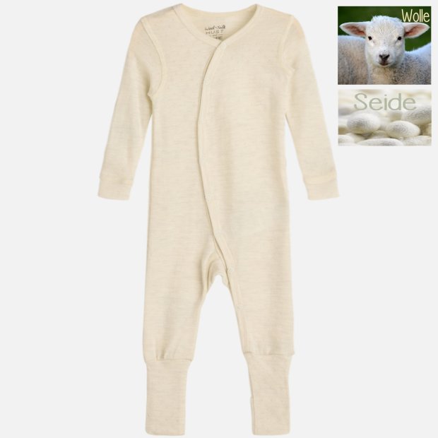 Hust and Claire Baby-Schlafanzug Wolle Seide natur melange