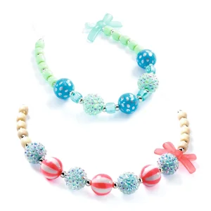 Djeco Schmuck basteln Perlen silber türkis