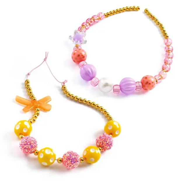 Djeco Schmuck basteln Perlen gold pink