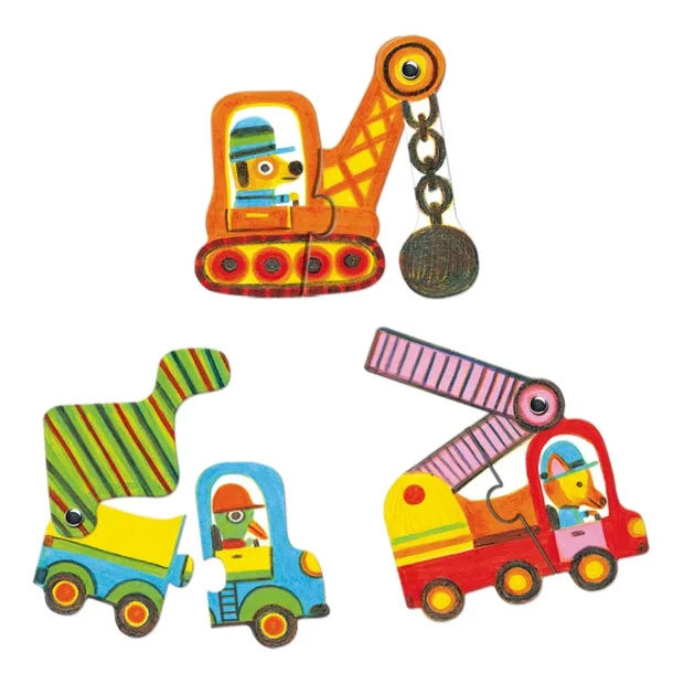 Djeco Lernspiel Puzzle duo Bewegte Fahrzeuge
