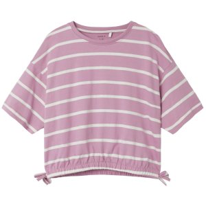name it T-Shirt geringelt rosa mit Schleifen