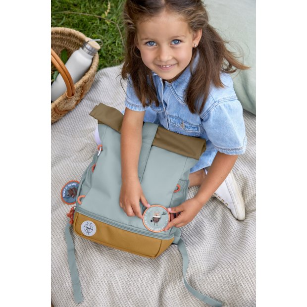 Lässig Mini Rolltop Kinder-Rucksack natur blau