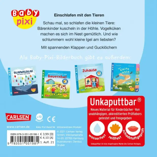 Carlsen Baby Pixi unkaputtbar 96: Mein Lieblingsbuch vom Einschlafen mit den Tieren