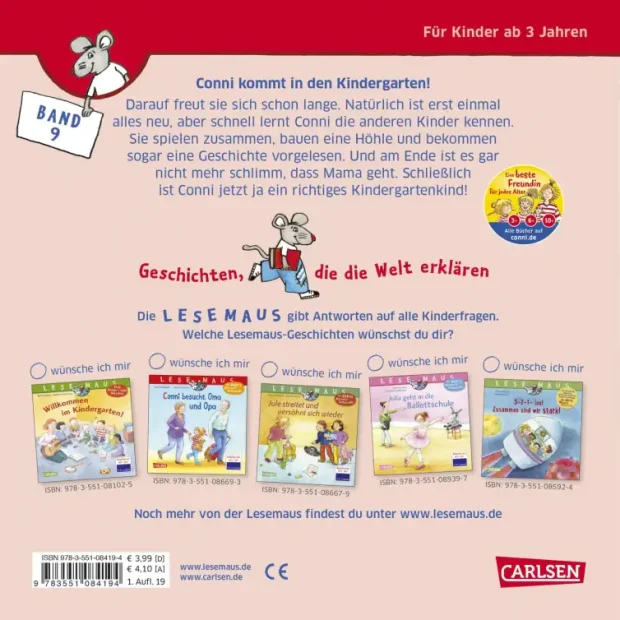 Carlsen LESEMAUS 9 Conni kommt in den Kindergarten