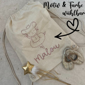 Turnbeutel - personalisiert Name Tanzmaus Ballettmaus...
