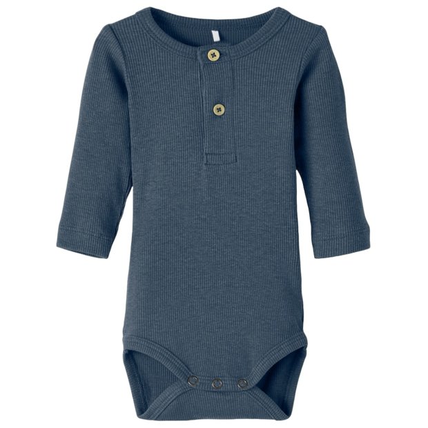 name it Babybody langarm Knöpfe blau