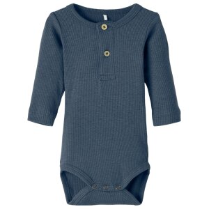 name it Babybody langarm Knöpfe blau