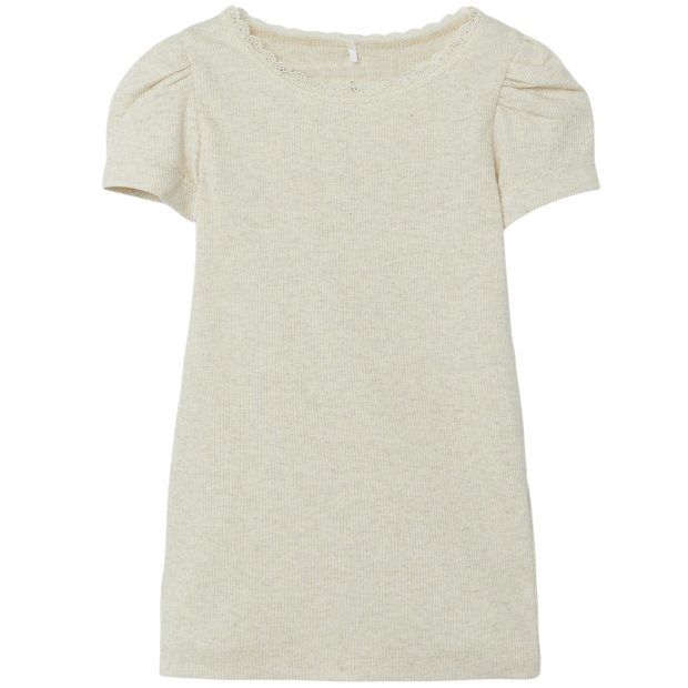 name it Basic T-Shirt Spitze natur melange