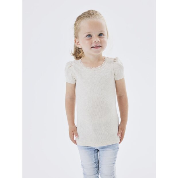 name it Basic T-Shirt Spitze natur melange
